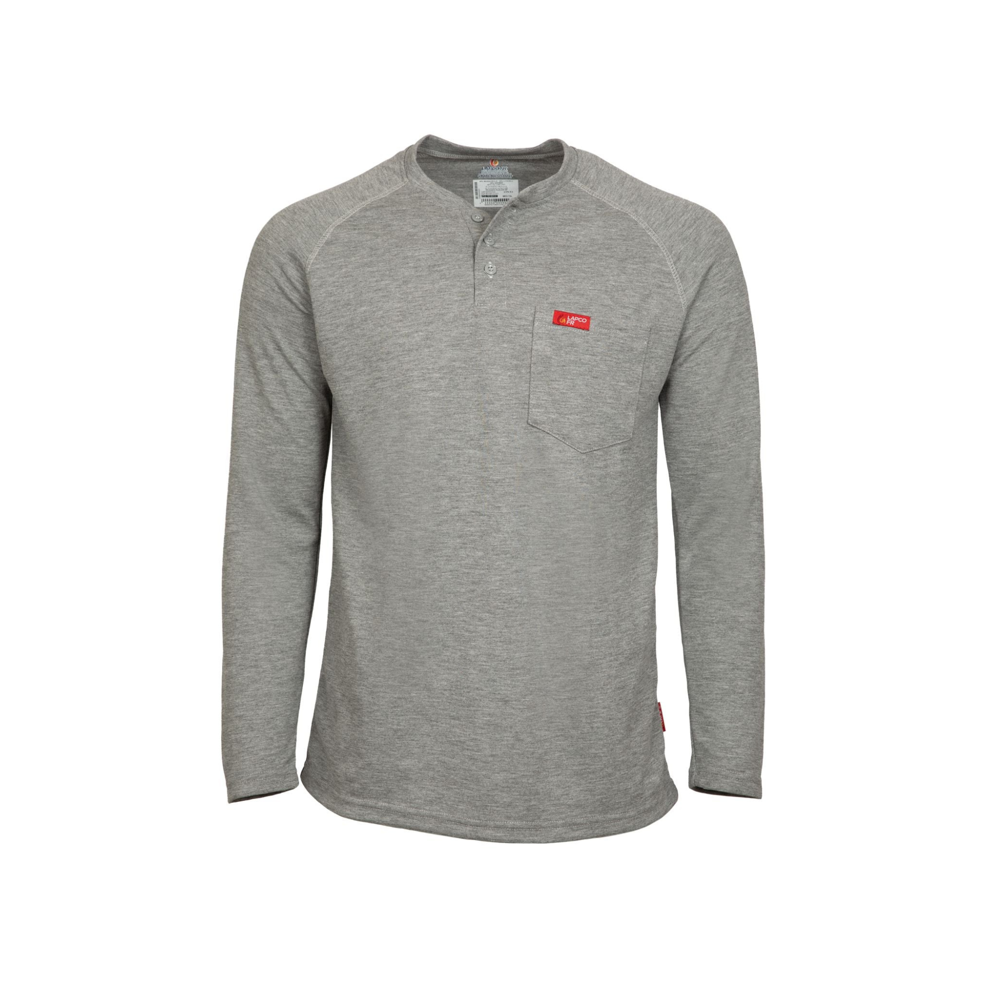 Lapco Flame-Resistant Raglan Sleeve Henley Grey T-Shirt  from GME Supply